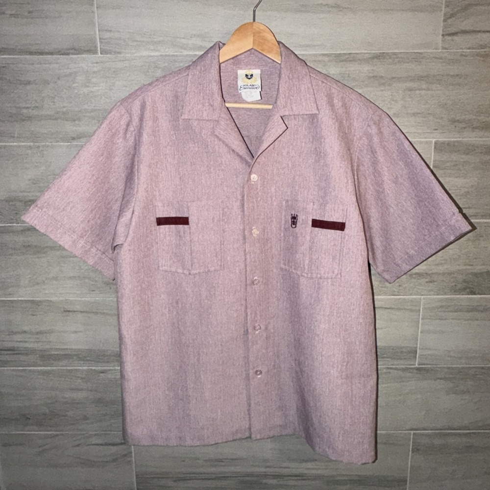 Vintage 70s Iolani Executive Hawaiian Shirt Camp Collar Men's Size M Made in USA